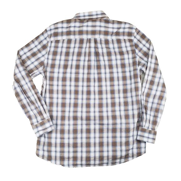 Johnnie O Riva Hangin Out Havana Blue Brown Plaid Shirt Men M Hawaiian JMWL 8620 - Picture 2 of 9